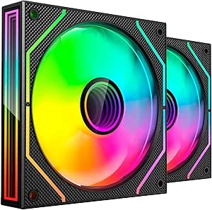 Mars Gaming MF-3DPROX2 Pack de 2 Ventiladores de 120mm - Iluminacion ARGB Infinity Mirror 360º - Silencioso 12dB - Control PWM - Color Negro