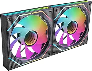 Mars Gaming MF-3DPROX2R Pack de 2 Ventiladores de 120mm - Iluminacion ARGB Infinity Mirror 360º - Silencioso 12dB - Control PWM - Color Negro