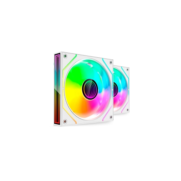 Mars Gaming MF-3DPROX2 Pack de 2 Ventiladores de 120mm - Iluminacion ARGB Infinity Mirror 360º - Silencioso 12dB - Control PWM - Color Blanco