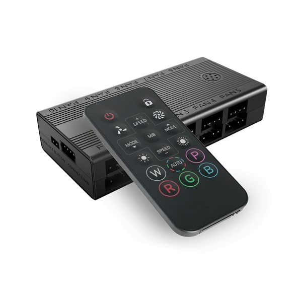 Mars Gaming MF-HUB Hub de Control PWN y ARGB - Control de la Velocidad e Iluminacion - Mando a Distancia - 80x40x17mm - Color Negro