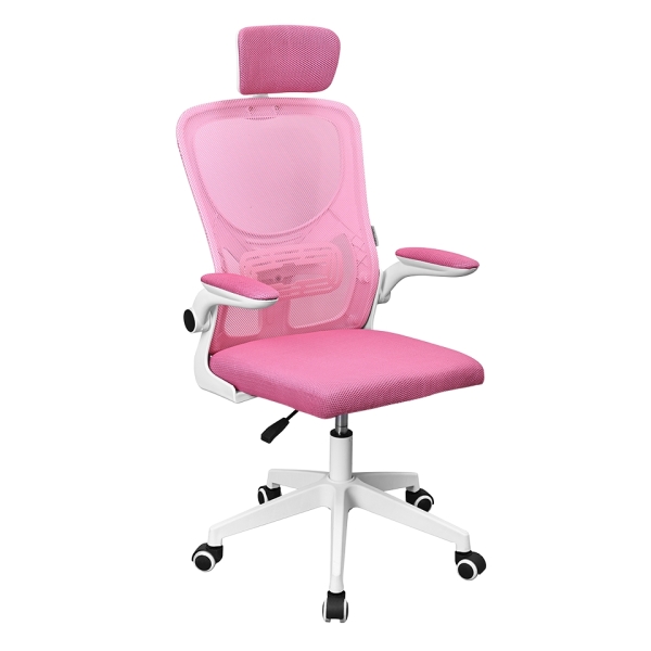 Mars Gaming MGC-ERGOPLUS Silla de Oficina Ergonomica - Reposacabezas, Soporte Lumbar y Reposabrazos Ajustable - Malla Transpirable - Asiento de Espuma - 600x620x1250mm - Color Rosa y Blanco