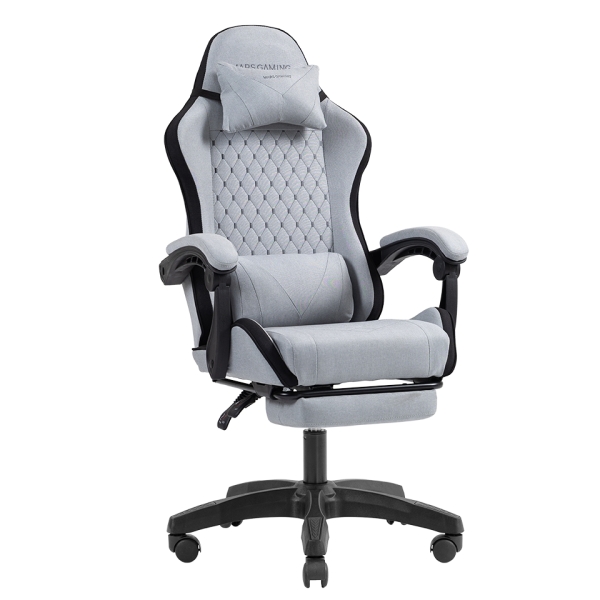 Mars Gaming MGC-X FABRIC Silla Gaming Ergonomica - Reposapies Extensible - Cojines Lumbar y Cervical - 660x540x1250mm - Tejido Transpirable - Color Gris y Negro