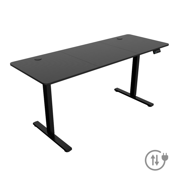 Mars Gaming MGD-ERGOPRO160 Mesa Gaming Motorizada - Altura Regulable hasta 118cm - Soportes Auriculares y Bebidas - Gestion de Cables - Estructura Acero - 160x60x1.5cm - Acabado en Fibra de Carbono - Color Negro