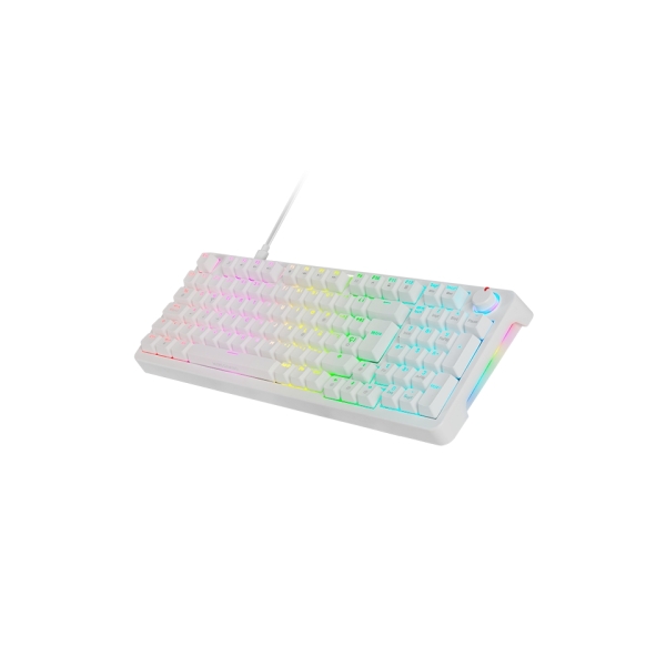 Mars Gaming MKPRO Teclado Completo Hibrido H-Mech - Switch SKN Amarillo - Disposicion QWERTY ES - Iluminacion RGB Chroma - 385x140x40mm - Color Blanco