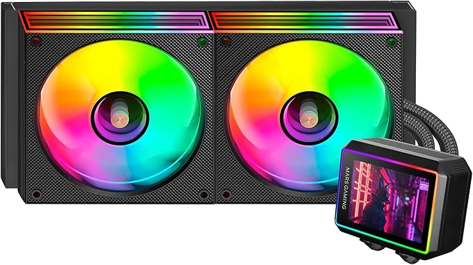 Mars Gaming ML-VISIONII240 Kit de Refrigeracion Liquida - Potencia 500W - Pantalla IPS 2.8" - Iluminacion ARGB - Bomba Opti-Chamber - Color Negro