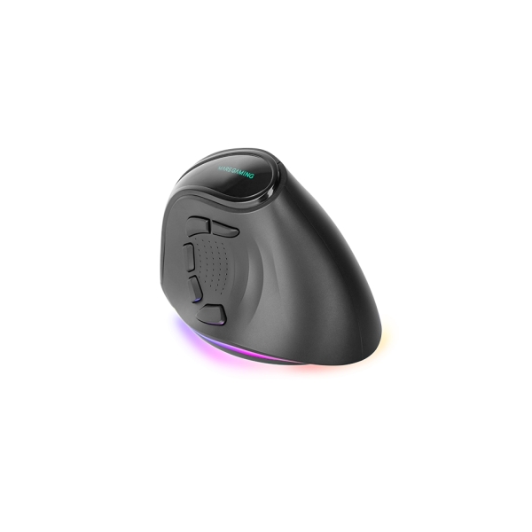 Mars Gaming MM-SK Raton Gaming Inalambrico Vertical para Diestros - Sensor 8400dpi - Bluetooth 5.1 - RF 2.4Ghz - Switches HUANO - Iluminacion RGB - 109x73x76mm - Color Negro