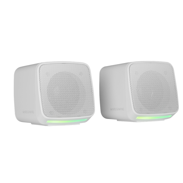 Mars Gaming MS-PRO Altavoz Compacto de 10W - Alimentacion USB - Luces RGB - Jack 3.5mm - Cable de 80cm - Color Blanco