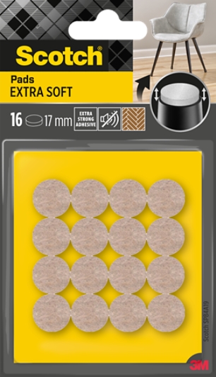 Scotch Pack de 16 Almohadillas de Fieltro - 17mm de Diametro - Extrasuaves - Color Beige