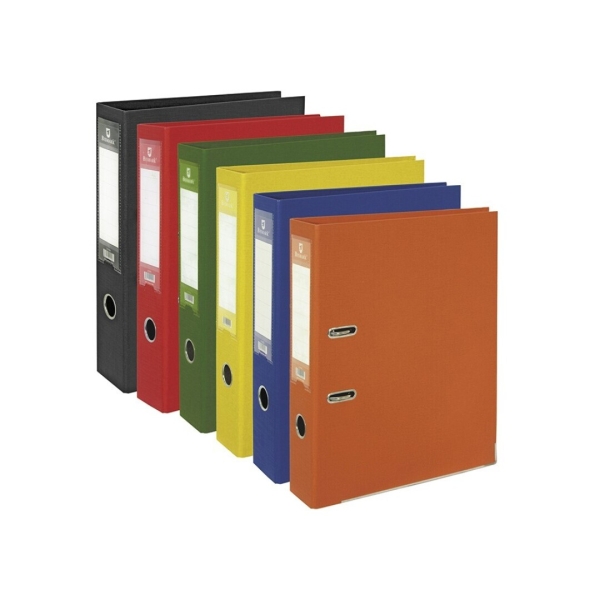 Bismark Pack de 25 Archivadores A-Z Formato Folio - PVC de Gran Resistencia - Tarjetero en el Lomo - Cartoneras Metalicas en el Borde Inferior - Mecanismo de Palanca - Colores Surtidos