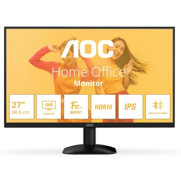 AOC Q27B35E Monitor 27" LED IPS QHD 75Hz HDR10 - Respuesta 1ms - HDMI, DisplayPort - VESA 100x100mm - Color Negro