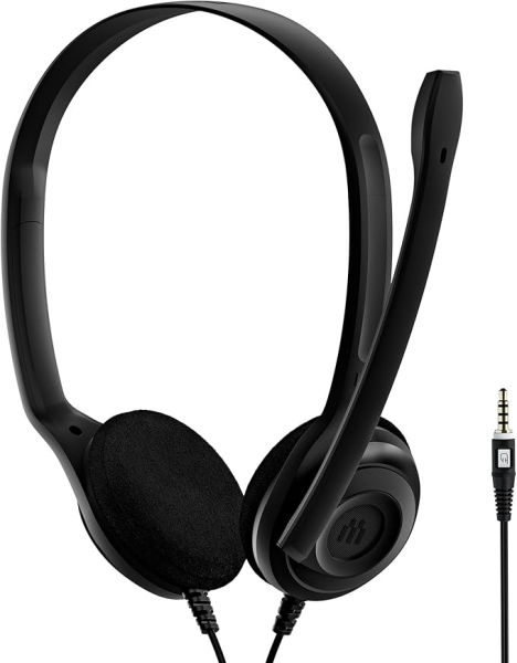 Epos PC 5 Chat Auriculares Estereo con Microfono - Jack 3.5mm - Cable de 2m - Color Negro
