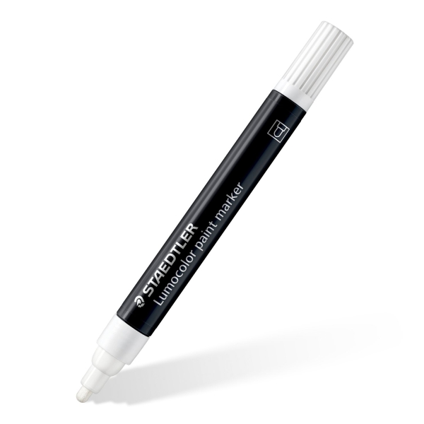 Staedtler Lumocolor 349 Marcador Acrilico Permanente - Trazo 2.4 mm aprox. - Tinta Base de Agua - Color Blanco