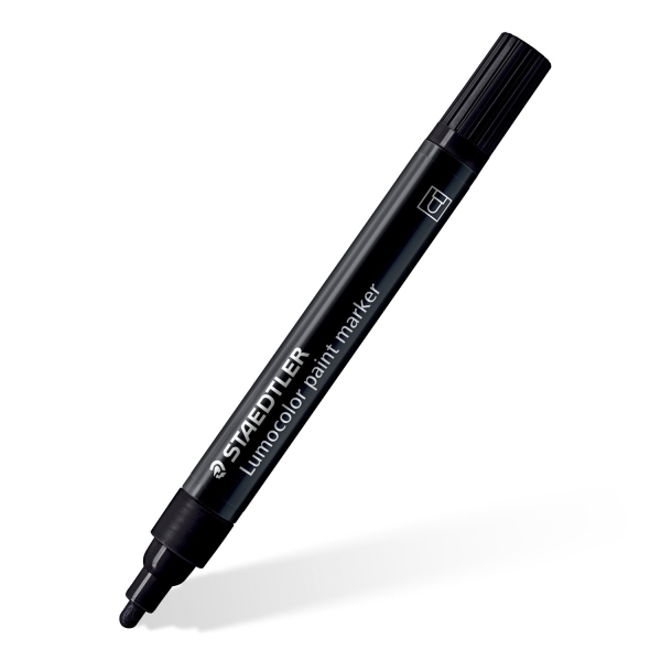Staedtler Lumocolor 349 Marcador Acrilico Permanente - Trazo 2.4 mm Aprox - Tinta Base de Agua - Color Negro