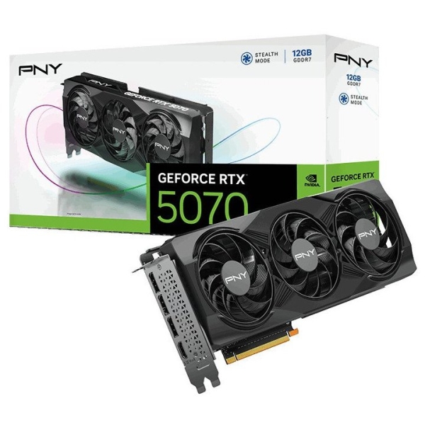 PNY GeForce RTX 5070 OC Tarjeta Grafica 12GB GDDR7 Overclocked, Triple Fan, 1X HDMI, 3X DisplayPorts