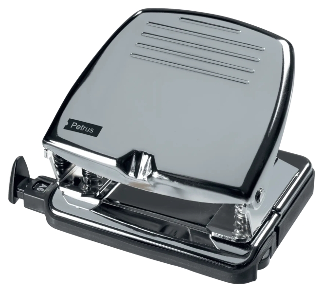 Petrus 65C Taladro Perforador - Hasta 20 Hojas - Marcas de Formato - Punzones 5.5mm - Color Cromado