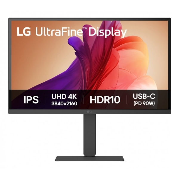 LG Monitor LED 27" IPS UHD 4K 60Hz HDR 10 - Respuesta 5ms - Ajustable en Altura, Inclinable y Giratorio - Altavoces 2 x 5W - 16:9 - HDMI, DisplayPort, USB-C, USB-A - VESA 100x100