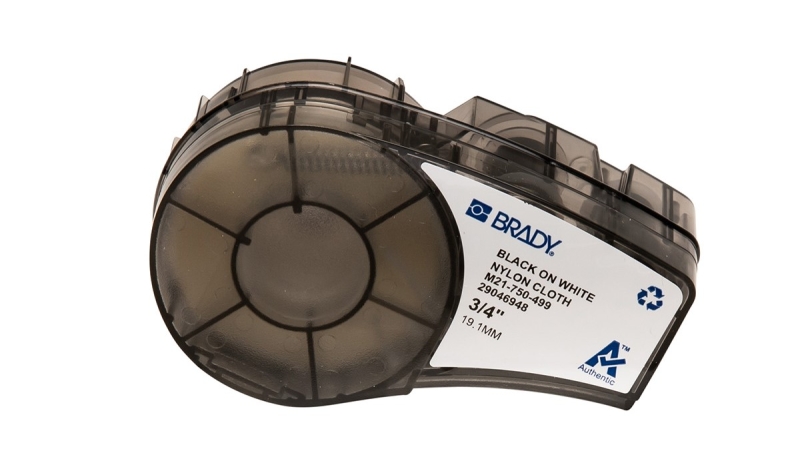 Brady M21-750-499 Cinta de Etiquetas Original de Nylon - Texto Negro sobre Fondo Blanco - Ancho 19,05mm x 4,88m