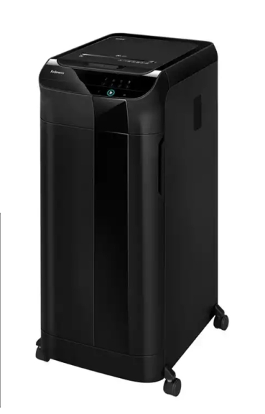 Fellowes AutoMax 450C Destructora de Papel Automatica Corte en Particulas P-4 - Alimentacion Automatica 450 Hojas, Manual 13 Hojas - Capacidad de la Papelera 68L - Color Negro