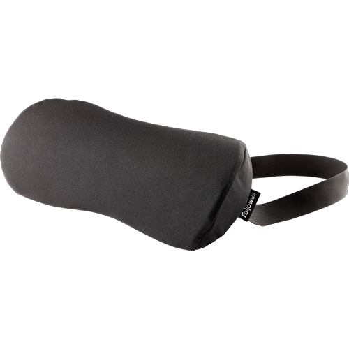 Fellowes Comfort Breyta Cojin Lumbar - Espuma con Contenido Reciclado - Correa Ajustable - Funda de Tejido de Poliester 100% Reciclado - Certificado por FIRA - Color Negro