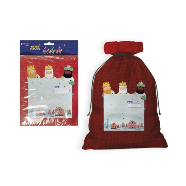 Bismark Saco Grande para Regalos Reyes Magos 50x70cm - Con Prate para Personalizar con el Nombre