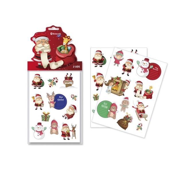 Bismark Pack con 2 Hojas de Pegatinas Papa Noel