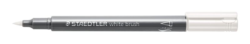 Staedtler Metallic Brush Rotulador Punta Pincel - Trazo 1 - 6mm Aprox - Tinta Base de Agua - Color Blanco