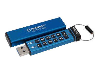Kingston Iron Key Keypad 200 Memoria USB Tipo C 32GB - USB-C 3.2 Gen 1 Tipo A - XTS-AES - 145 MB/s Read Speed - 115 MB/s Write Speed