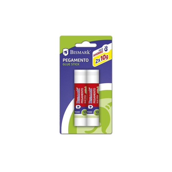 Bismark Pack de 2 Barras de Pegamento 10gr - Multiusos - Sin Disolventes - Uso Escolar