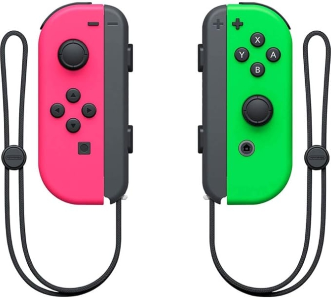 Nintendo Set de 2 Mandos Joy-Con Izquierdo/Derecho para Nintendo Switch - Autonomia hasta 20h - Vibracion HD - Sensor de Movimiento y Acelerometro - Boton de Captura - Sensor NFC para Amiibo - Camara Infrarroja - Color Rosa y Verde Neon