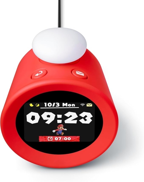 Nintendo Sound Clock Alarmo Reloj Despertador Inteligente - Alarmas con Tematicas de Nintendo - Sensor de Movimiento - Registro de Habitos - Incluye Pila de 9V - Color Negro y Rojo
