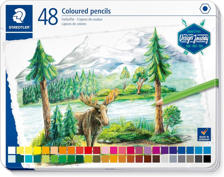 Staedtler 146C Caja Metalica con 48 Lapices de Colores - Mina Suave - Colores Surtidos