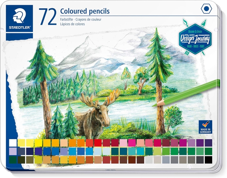 Staedtler 146C Caja Metalica con 72 Lapices de Colores - Mina Suave - Colores Surtidos