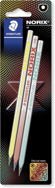 Staedtler Norix Pack de 3 Lapices de Grafito HB - Madera Negra - Diseño Inteligente