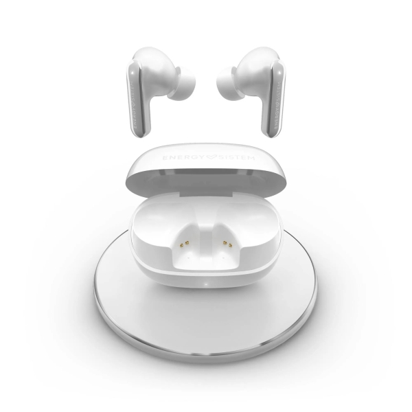 Energy Sistem Serenity ANC Ultra Auriculares True Wireless - Bluetooth 5.4 - Reduce Hasta el 95% de Ruido Exterior - Llamadas en Estereo - 25h Autonomia - Carga Qi y USB - Asistente de Voz Integrado - Color Blanco