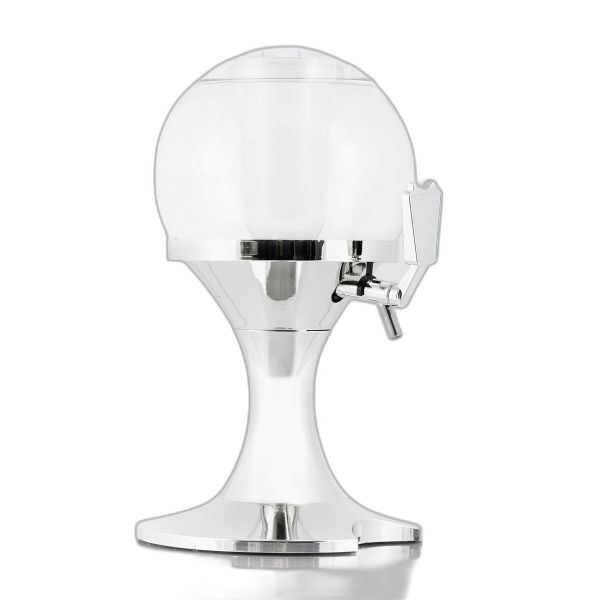 Innovagoods Ball Dispensador Refrigerante para Bebidas - Capacidad 3.5L - Compartimento para Hielo - Facil Limpieza - Deposito Transparente - Libre de BPA - 24x42cm - Color Cromado