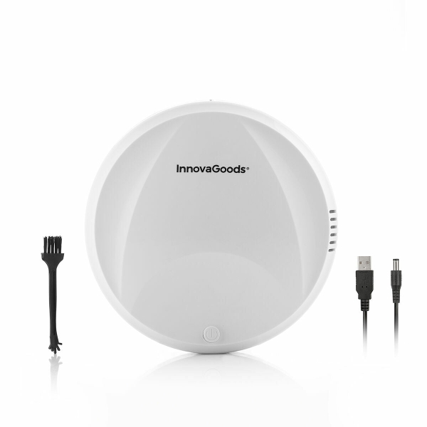 Innovagoods Robot Aspirador Inteligente - Rotacion Multidireccional - Extraplano - Deposito Extraible de 250ml - Recargable USB - Bateria de 1500mAh - Autonomia hasta 80min - Color Blanco