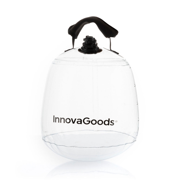Innovagoods Fibell Pesa Rusa de Agua - Capacidad 10L - Guia de Ejercicios - Hinchable - Incluye Inflador - Peso Ajustable - Compacto y Portatil - Transparente
