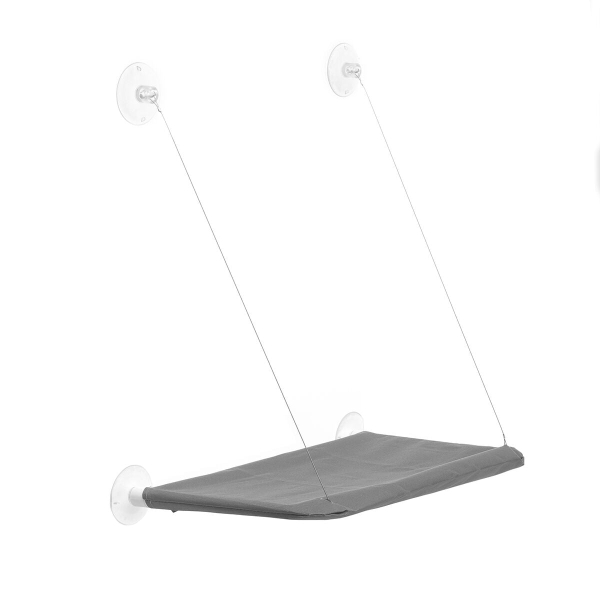 Innovagoods Catlax Hamaca Colgante para Gatos - Tela Transpirable - Firme Sujecion - Multiposicion - Facil Instalacion - Ligero y Portatil - Soporta hasta 30kg - 56x38x2.5cm - Color Gris