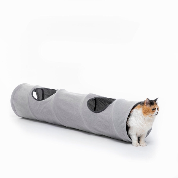 Innovagoods Funnyl Tunel Portatil para Mascotas - Plegable - Resistente al Agua - Multifuncional - 25x114cm - Color Gris