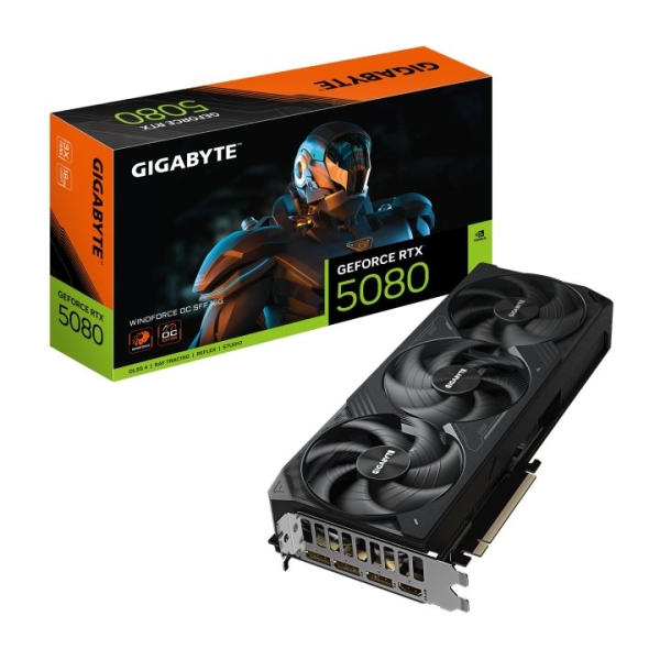 Gigabyte GeForce RTX 5080 Tarjeta Grafica WINDFORCE OC SFF 16GB GDDR7-3x DP, HDMI