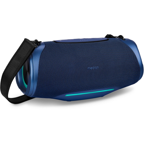 Medion Life P61762 L Altavoz 50W - Bluetooth 5.3 - Modo Broadcast - Resistente al Agua - Hasta 47 Horas de Autonomia - Iluminacion RGB - Color Azul