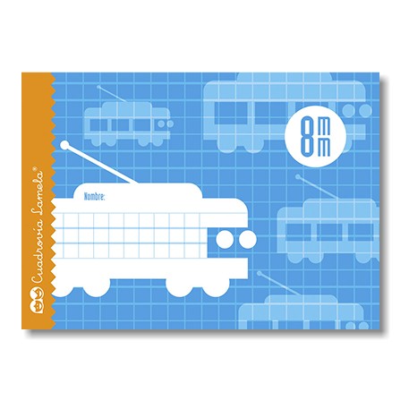 Lamela Libreta Grapada con 16 Hojas de 70g/m2 con Margen - Formato Cuarto - Pauta Cuadrovia de 8mm - Cubierta de Cartoncillo Plastificado - Papel Offset Blanco Extra - Color Azul