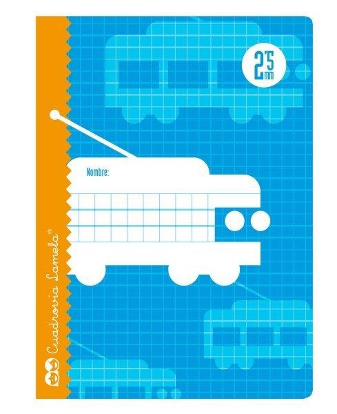 Lamela Libreta Grapada con 30 Hojas de 70g/m2 con Margen - Formato Cuarto - Pauta Cuadrovia de 2.5mm - Cubierta de Cartoncillo Plastificado - Papel Offset Blanco Extra - Color Azul