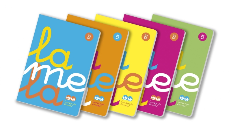 Lamela Pack de 5 Libretas Grapadas con 50 Hojas de 90g/m2 con Margen - Formato A4 - Pauta Cuadrovia de 2.5mm - Cubierta de Polipropileno Fluorescente - Papel Offset Blanco Extra - Colores Surtidos