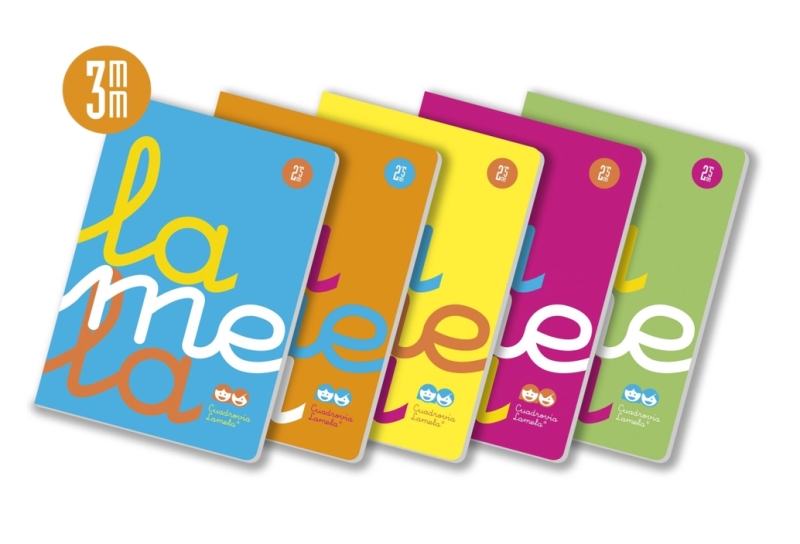 Lamela Pack de 5 Libretas Grapadas con 50 Hojas de 90g/m2 con Margen - Formato A4 - Pauta Cuadrovia de 3mm - Cubierta de Polipropileno Fluorescente - Papel Offset Blanco Extra - Colores Surtidos