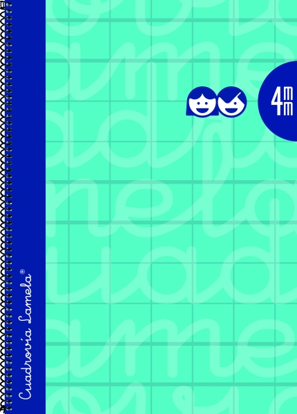 Lamela Cuaderno Espiral con 80 Hojas de 90g/m2 con Margen - Formato Folio - Pauta Cuadrovia de 4mm - Cubierta Extra Dura - Papel Offset Blanco Extra - Color Turquesa