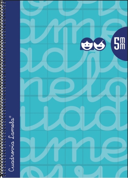 Lamela Cuaderno Espiral con 80 Hojas de 90g/m2 con Margen - Formato Folio - Pauta Cuadrovia de 5mm - Cubierta Extra Dura - Papel Offset Blanco Extra - Color Turquesa