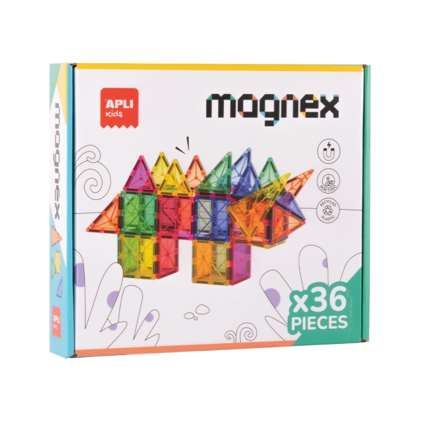 Apli Magnex Juego de Construccion Magnetico - 36 Piezas Geometricas - Recomendado para Niños a partir de 3 Años