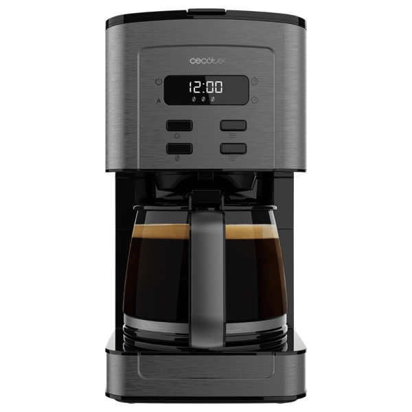 Cecotec Coffee 56 Time Cafetera de Goteo para 12 Tazas - Potencia 800W - Capacidad 1.3L - Programable - Temperatura Regulable - Acabados en Acero Inoxidable - Color Gris Oscuro