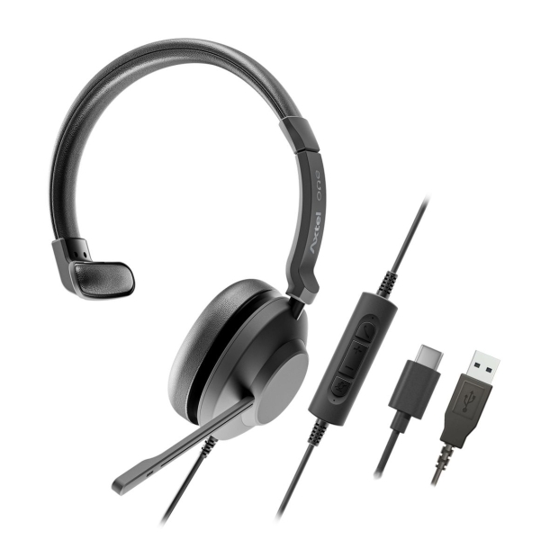 Axtel One Auriculares con Microfono USB - Conexion USB-A - Controles de Audio Integrados - Estereo